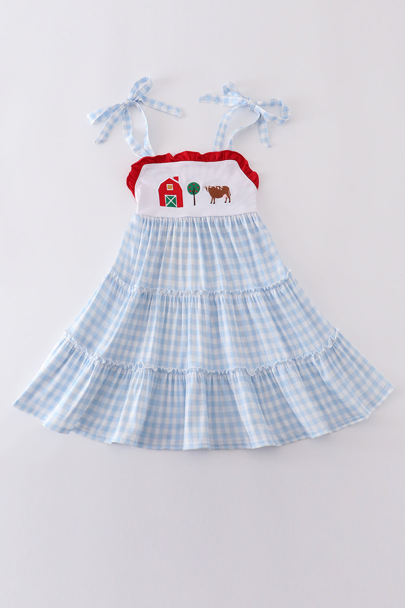 Blue Farm Embroidery Tiered Dress