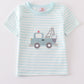 Blue Stripe Crane Truck Applique Top