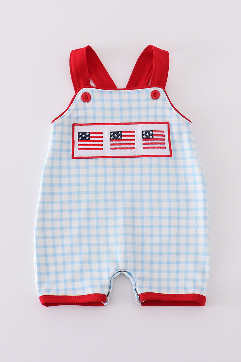 Blue Flag Embroidery Gingham Jonjon