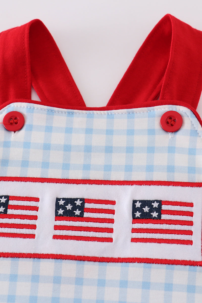 Blue Flag Embroidery Gingham Jonjon