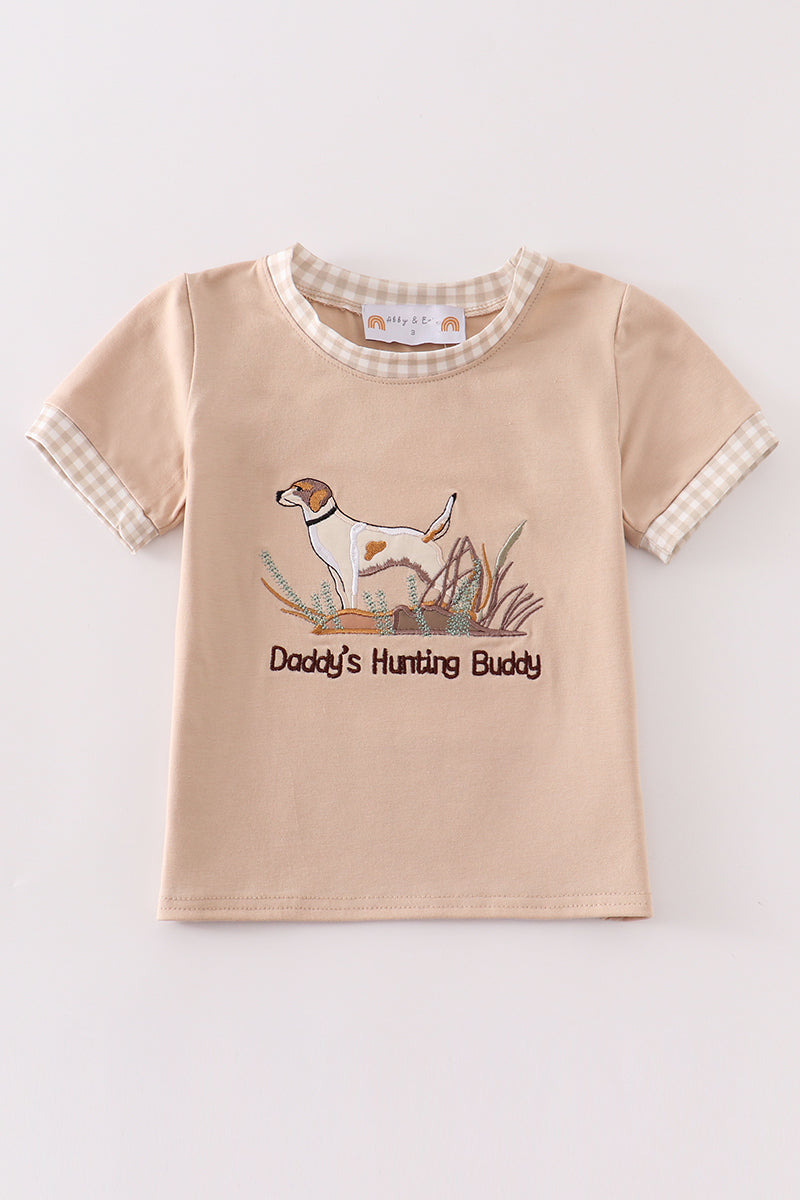 Daddy's Hunting Buddy Embroidery Boy Top