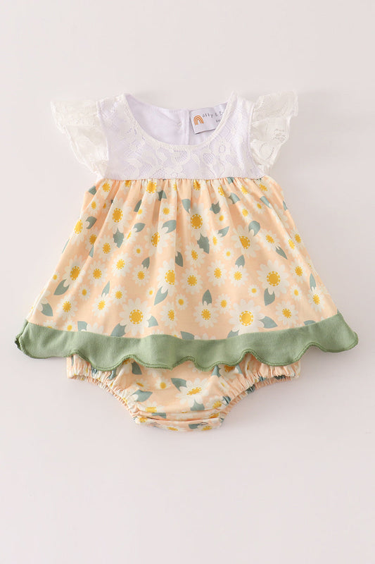 Yellow Floral Lace Bubble