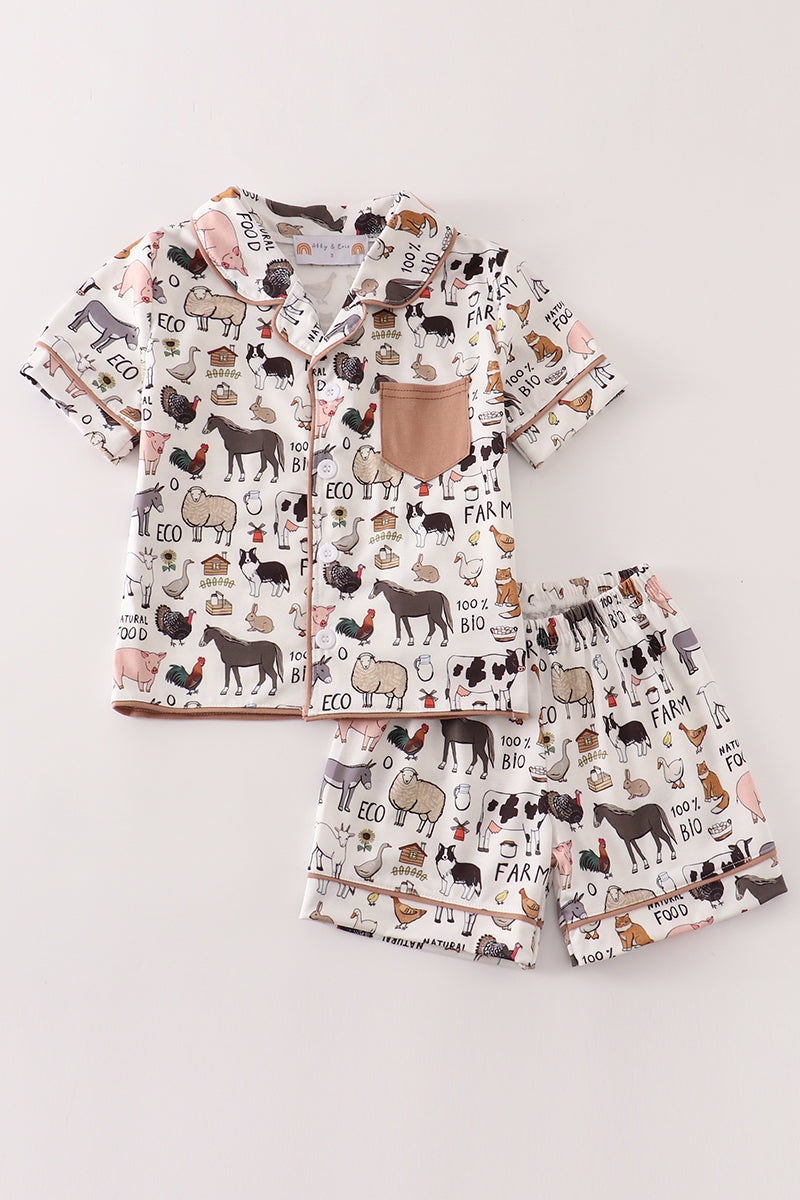 Beige Farm Boy Pajamas Set
