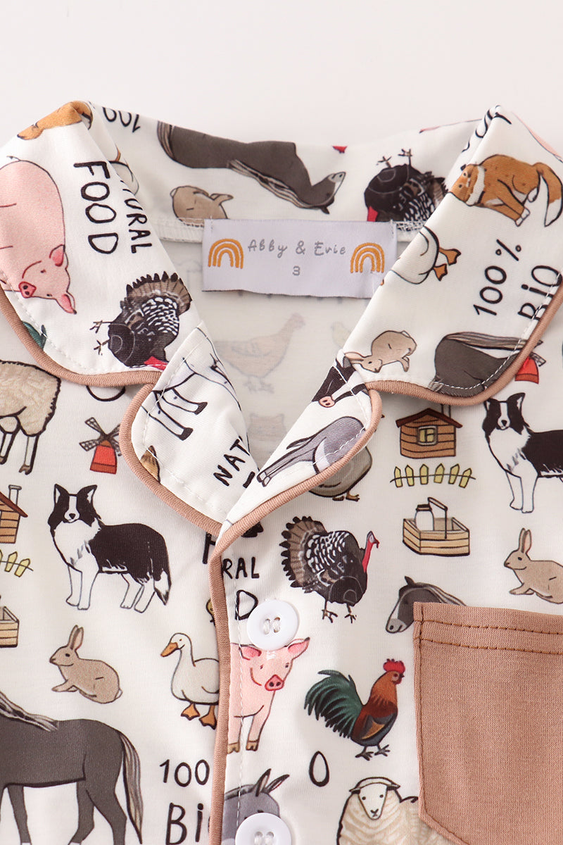 Beige Farm Boy Pajamas Set