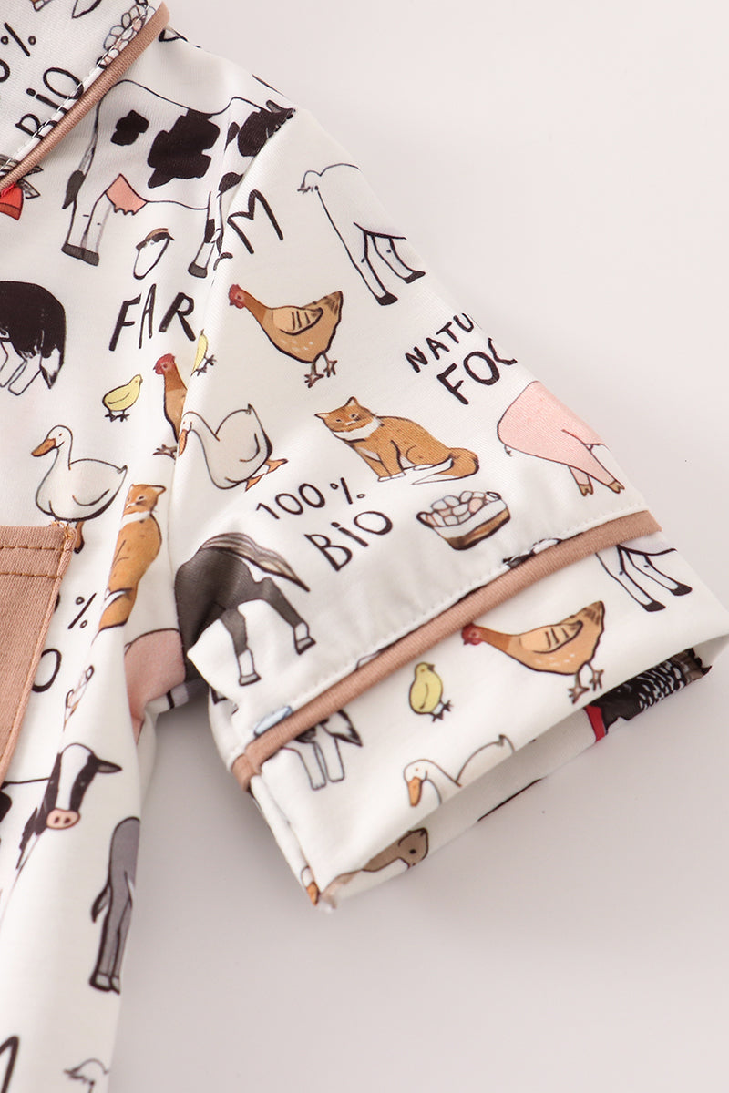 Beige Farm Boy Pajamas Set