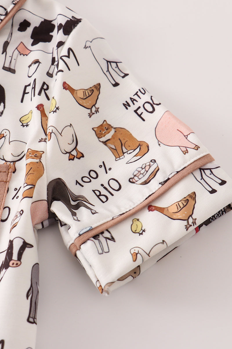 Beige Farm Boy Pajamas Set