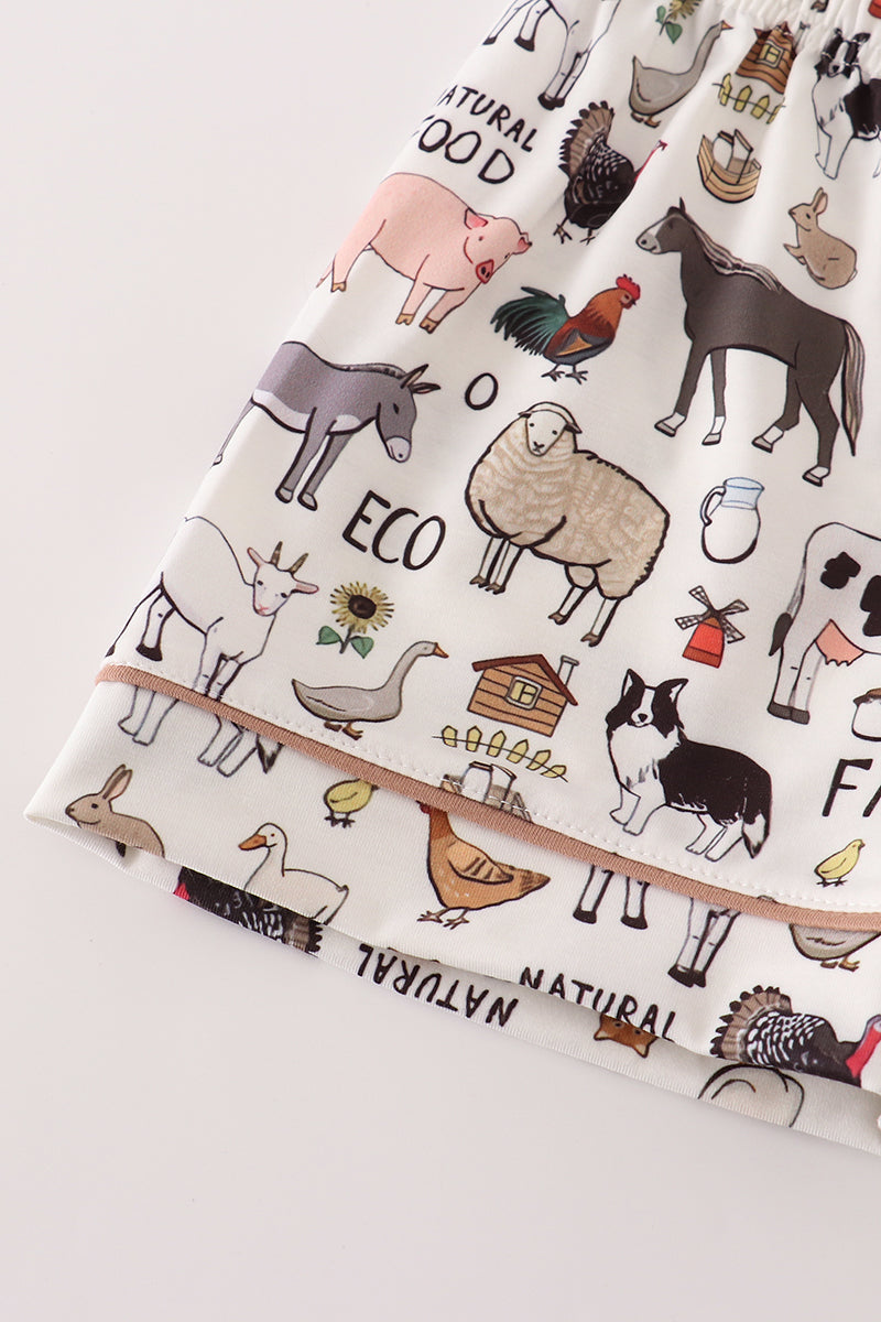 Beige Farm Boy Pajamas Set