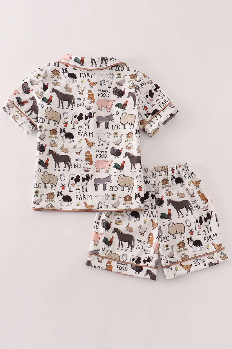 Beige Farm Boy Pajamas Set