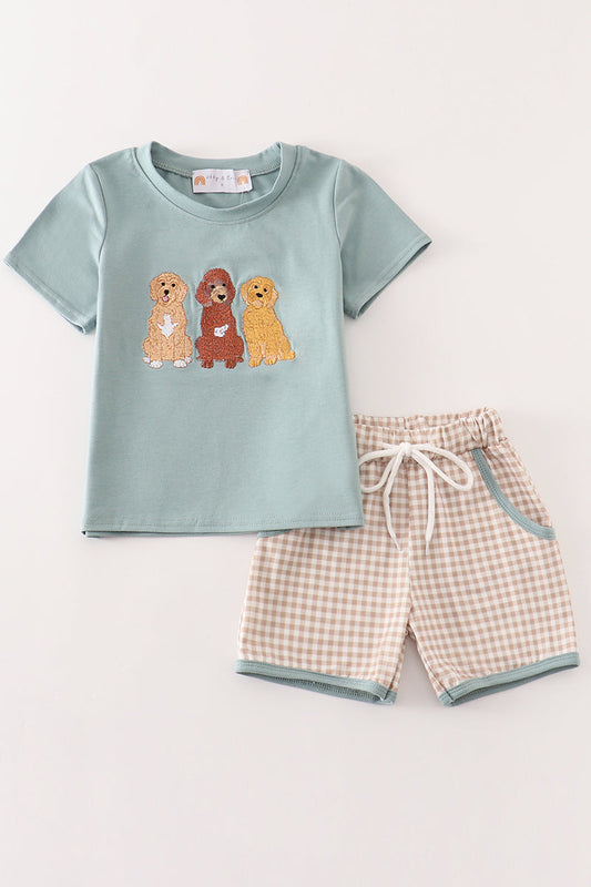 Puppy Embroidery Boy Set