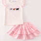 Pink Cow Embroidery Girl Skort Set
