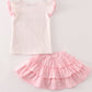 Pink Cow Embroidery Girl Skort Set