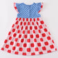 Blue Apple Dot Ruffle Dress