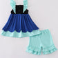 Navy Anna Embroidery Ruffle Girl Set