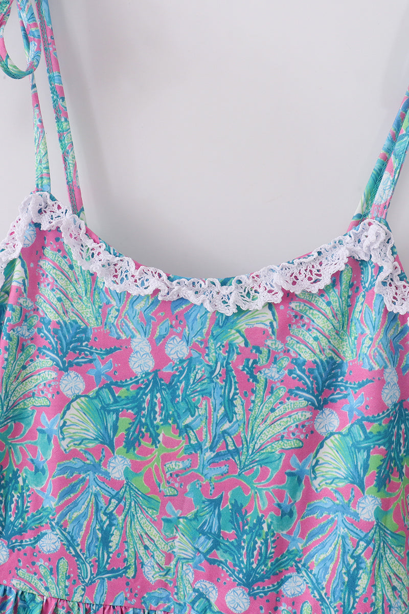 Green Jungle Bloom Tiered Mom&Me Dress