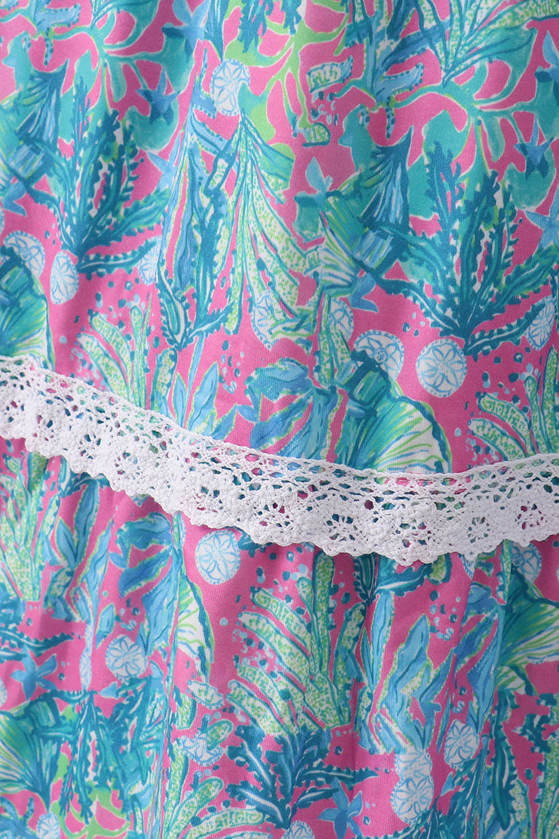 Green Jungle Bloom Tiered Mom&Me Dress