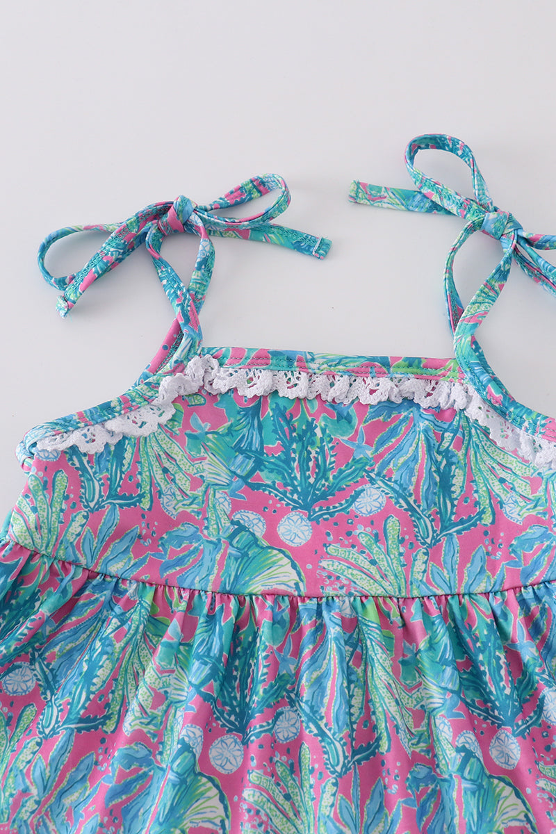 Green Jungle Bloom Tiered Mom&Me Dress