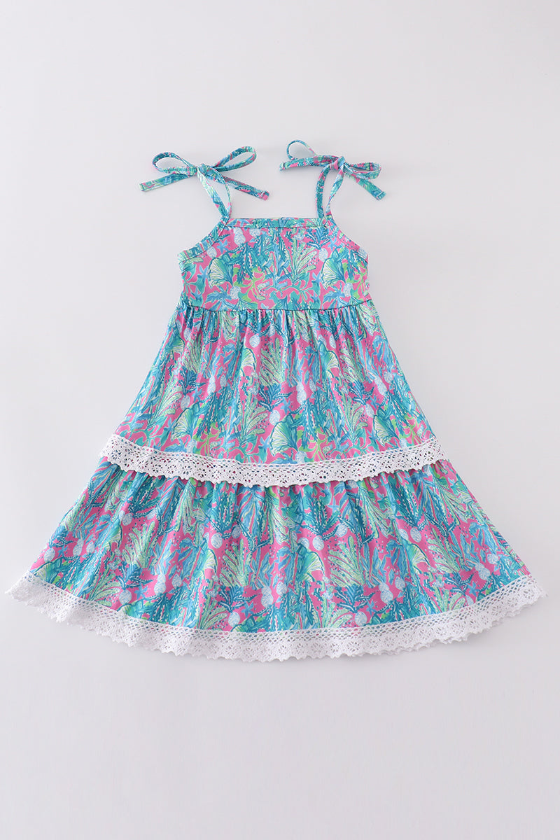 Green Jungle Bloom Tiered Mom&Me Dress