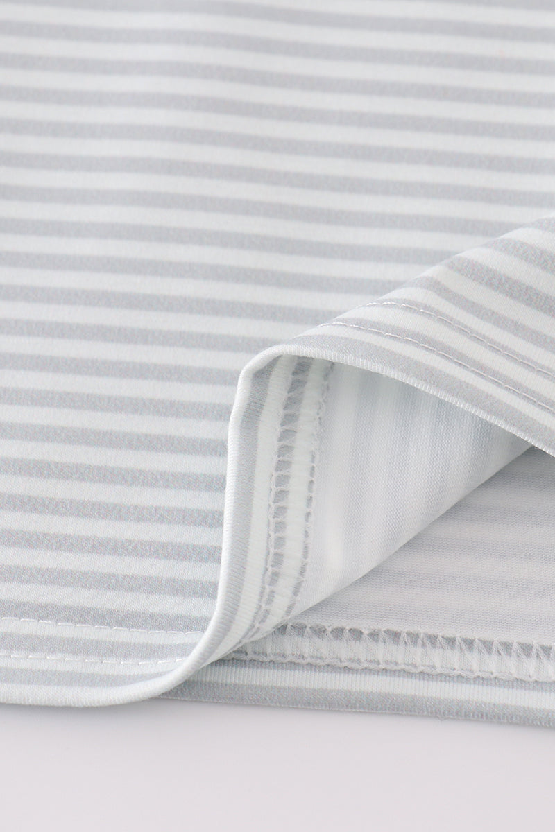 Sage Stripe Plane Embroidery Boy Shirt