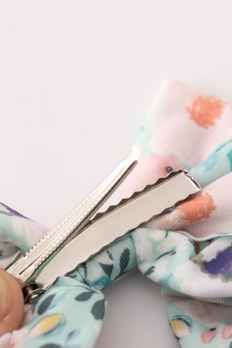 Green Garden Serenity Print Girl Piggie Hair Bow