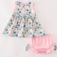 Green Garden Serenity Print Girl Bloomer Set