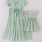 Green Floral Print Girl Mom & Me Dress