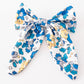 Blue Floral Print Hair Sailor Bow