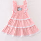 Pink Velvet Pumpkin Embroidery Tiered Dress