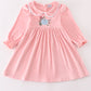Pink Velvet Pumpkin Embroidery Dress