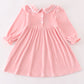 Pink Velvet Pumpkin Embroidery Dress