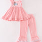 Pink Velvet Pumpkin Embroidery Girl Set