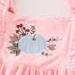 Pink Velvet Pumpkin Embroidery Girl Set