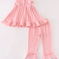 Pink Velvet Pumpkin Embroidery Girl Set
