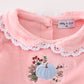 Pink Velvet Pumpkin Embroidery Girl Set