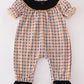 Halloween Ghost Embroidery Plaid Girl Romper