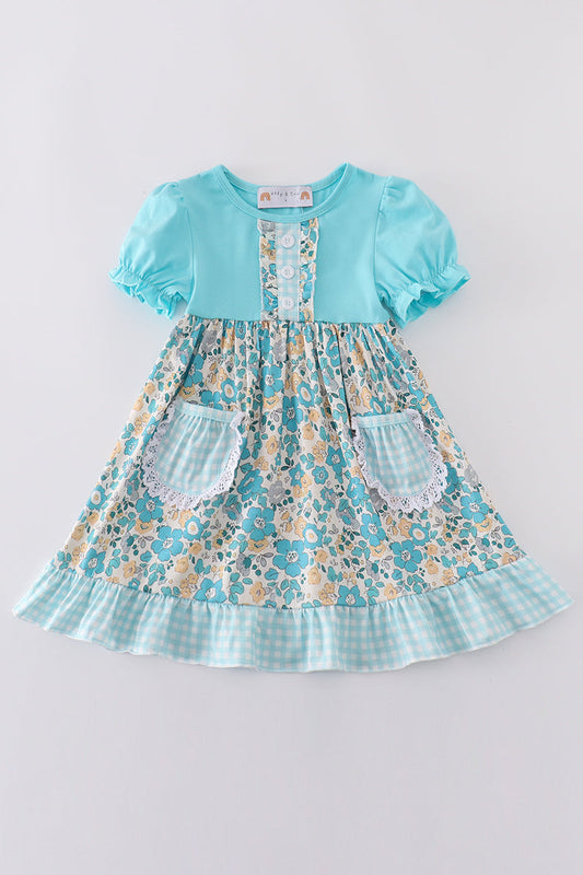 Blue Aqua Meadow Girl Dress