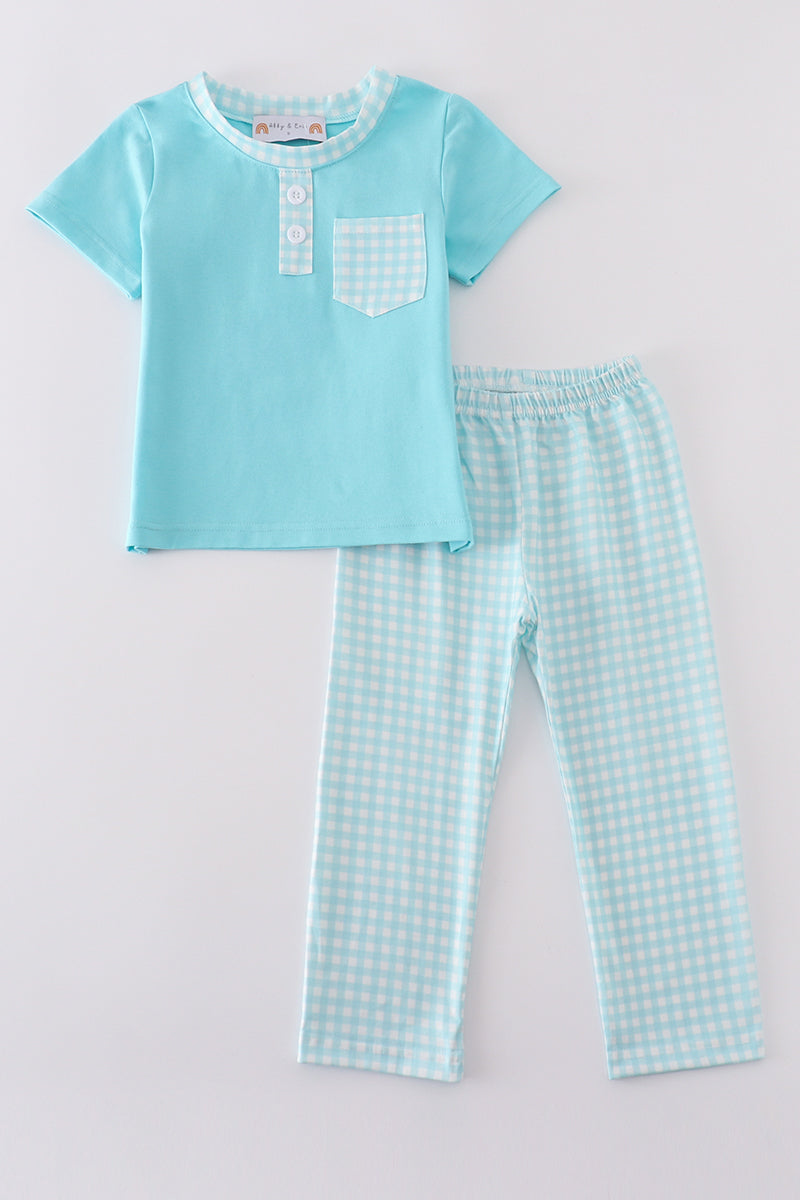 Blue Aqua Meadow Boy Set