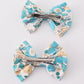 Blue Aqua Meadow Girl Piggie Hair Bow