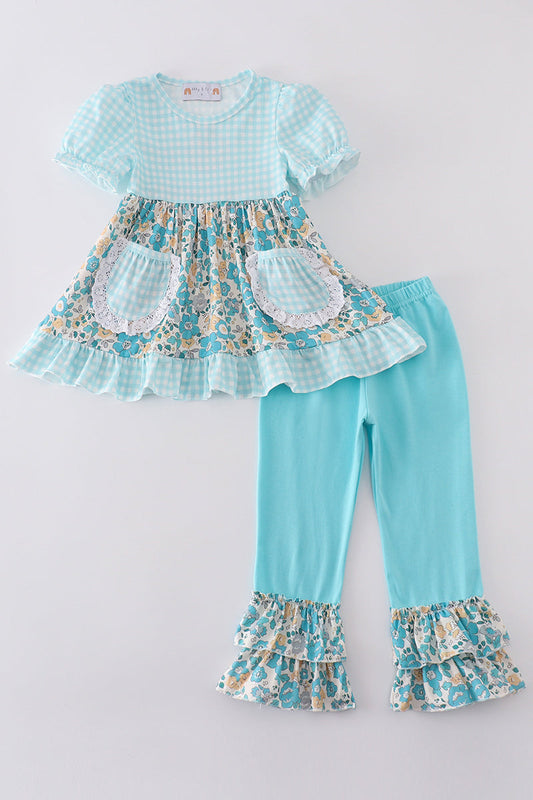 Blue Aqua Meadow Girl Set