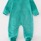 Turquoise Velvet Girl Romper