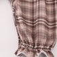 Brown Plaid Turkey French Knot Girl Romper