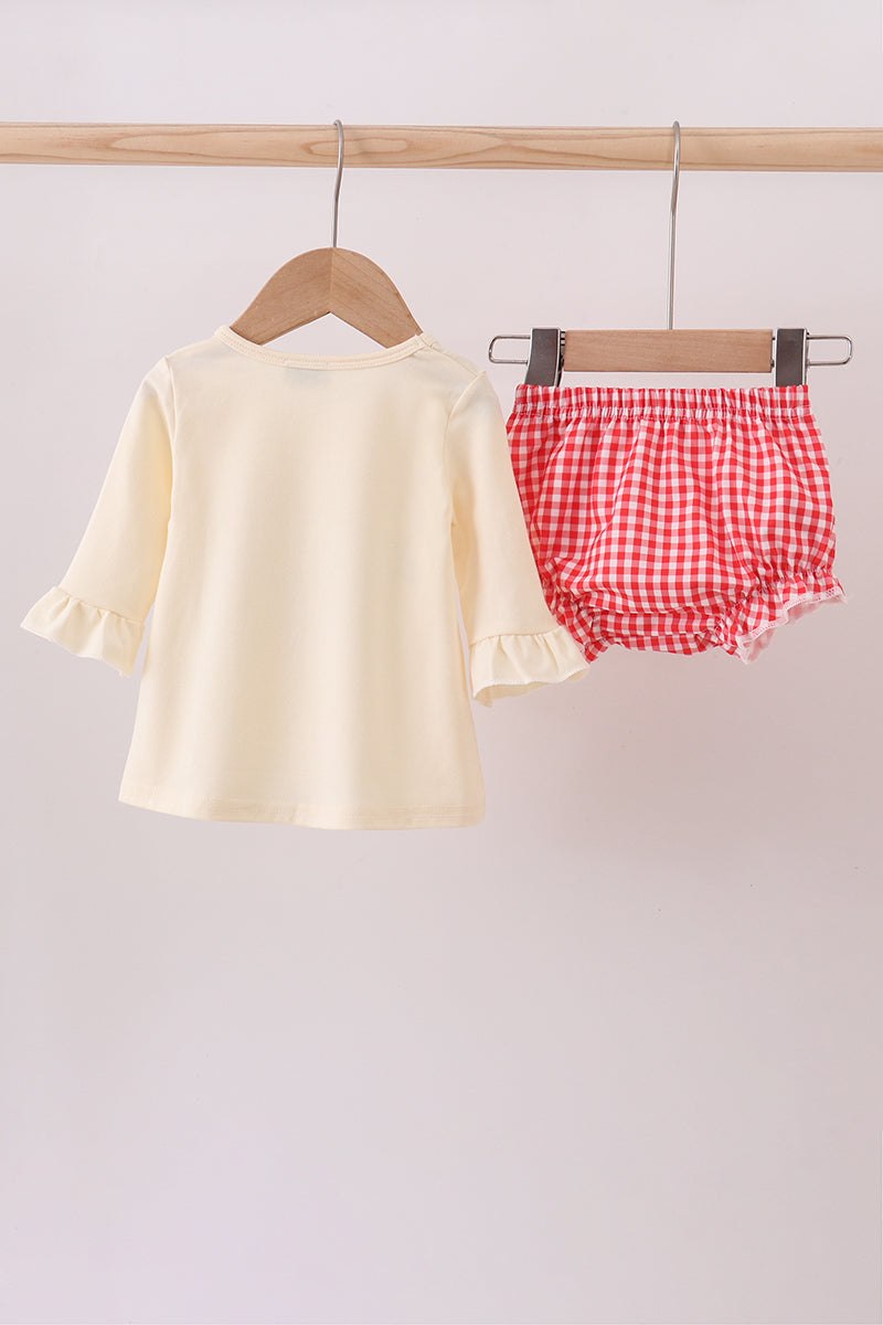 Beige Reindeer Sequin Bloomer Set