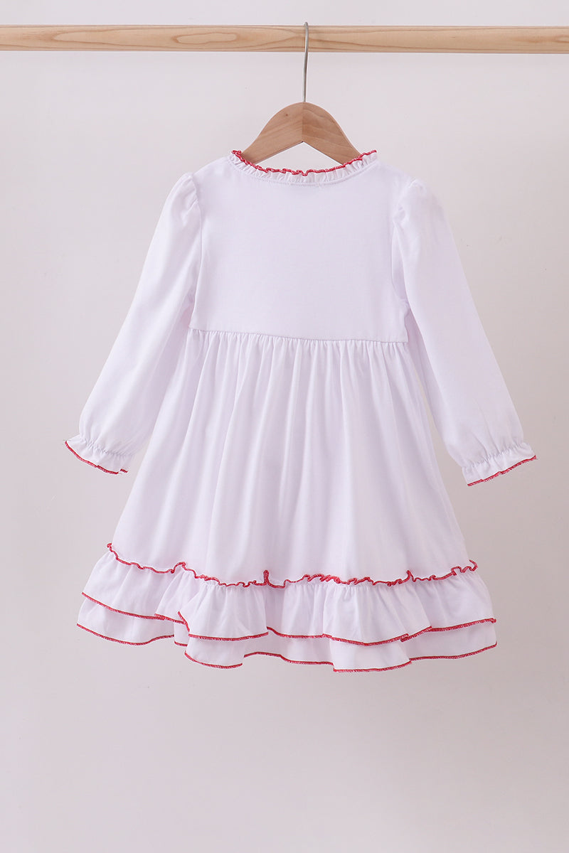 White Bow Ruffle Gown