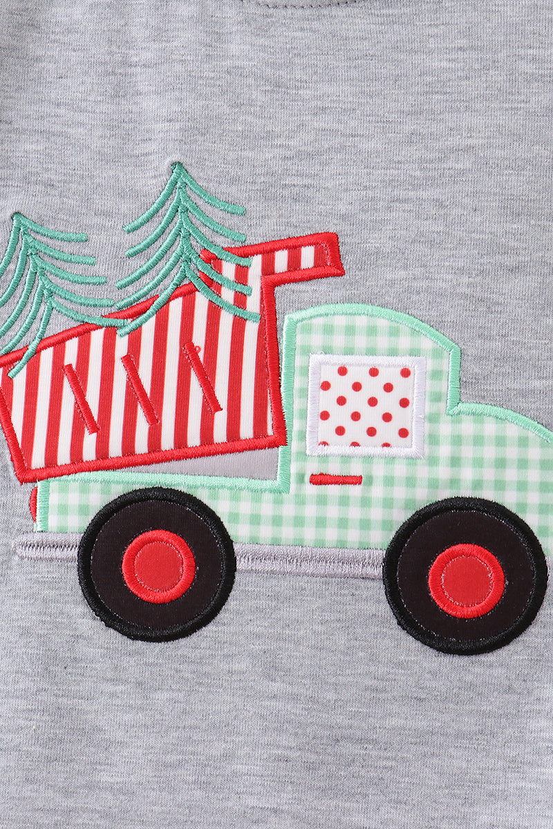 Green Tree Tractor Applique Top