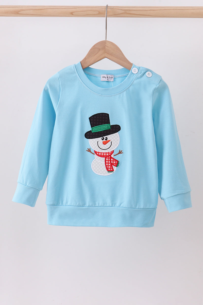 Blue Snowman Applique Top