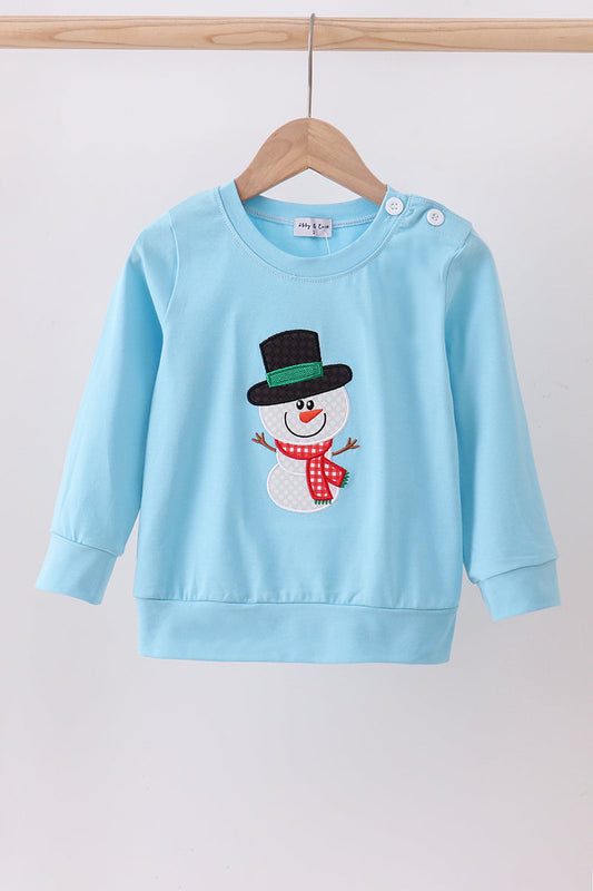Blue Snowman Applique Top
