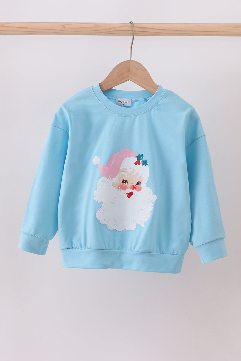 Blue Santa Claus Print Top