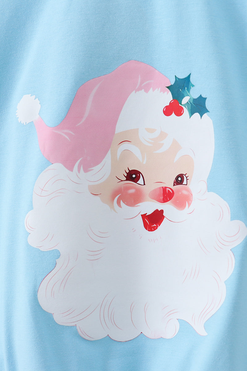 Blue Santa Claus Print Top