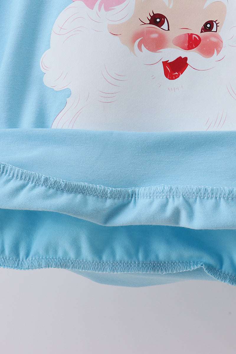 Blue Santa Claus Print Top