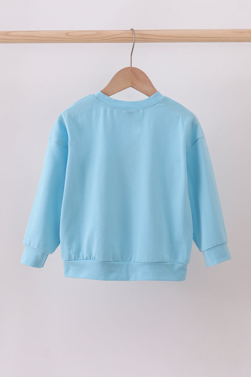 Blue Santa Claus Print Top