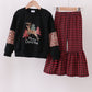 Black Leopard Tree Deer Print Pants Set